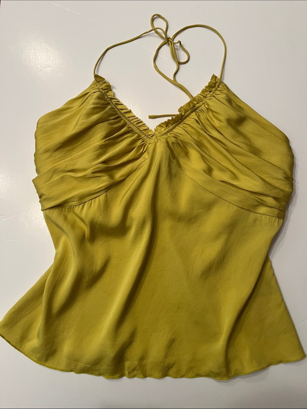 Club Monaco Silk Spaghetti Strap halter Top in Citrine Size Medium